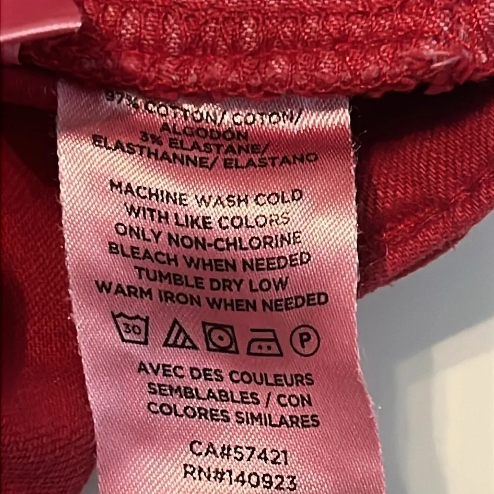 LOFT Red Frayed High Rise Skinny Crop Jeans Size 4